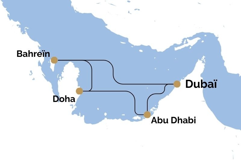 DPART DOMICILE + VOLS INCLUS : mirats Arabes Unis, Qatar & Bahren