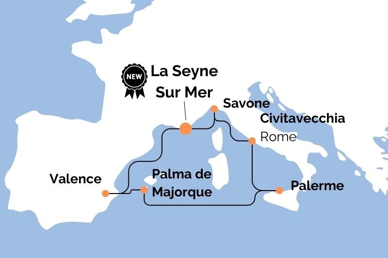 DPART DE LA SEYNE : Espagne, Balares, Sicile & Italie