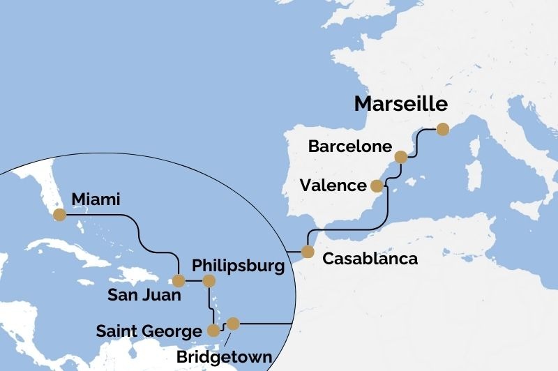 DPART DOMICILE + VOL : Transatlantique Miami + 2 nuits d'htel